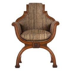 Antique 19th Century Oak X-Frame Armchair