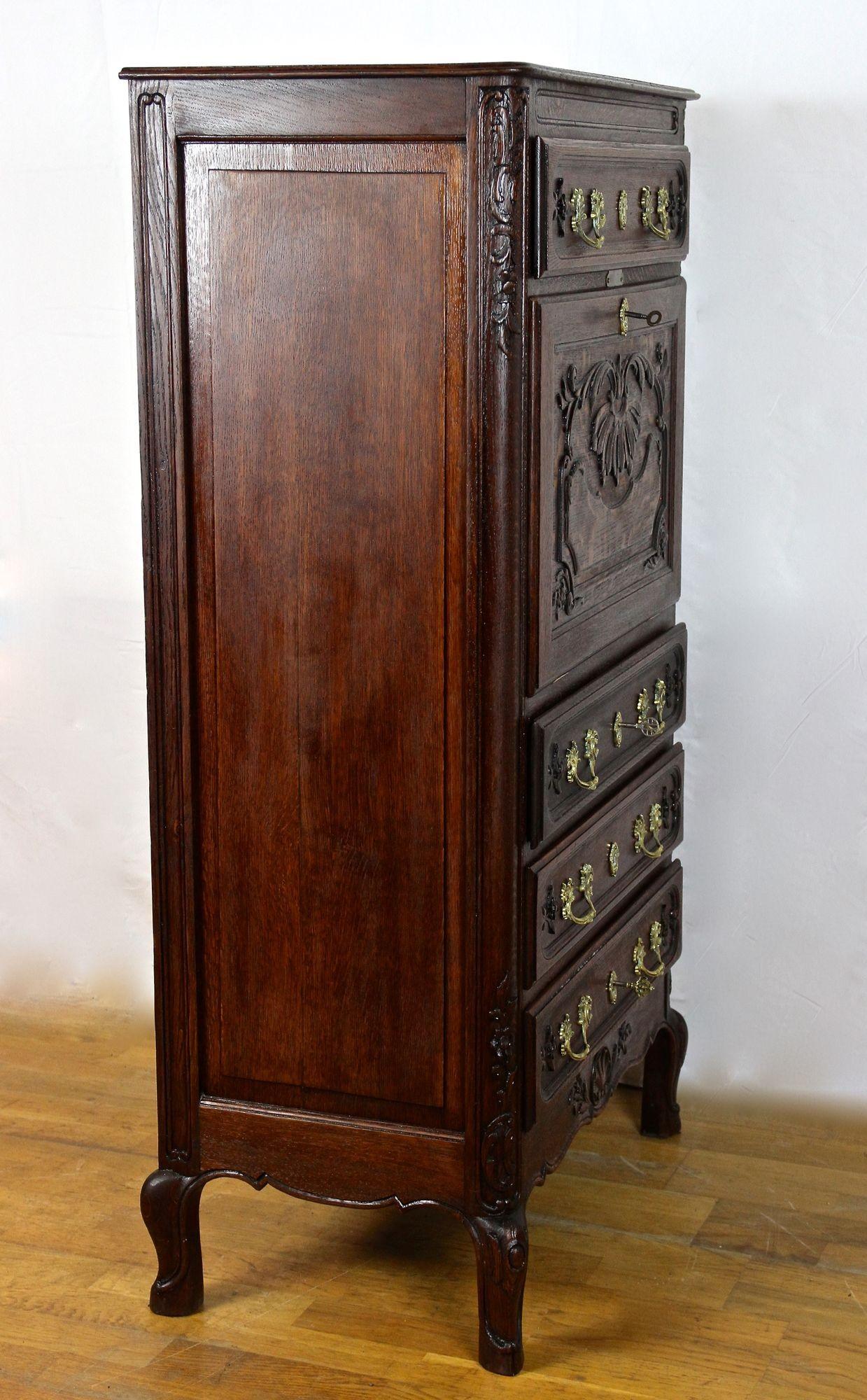 19th Century Oakwood Secretary Cabinet - Baroque Revival, Austria ca. 1870 For Sale 7
