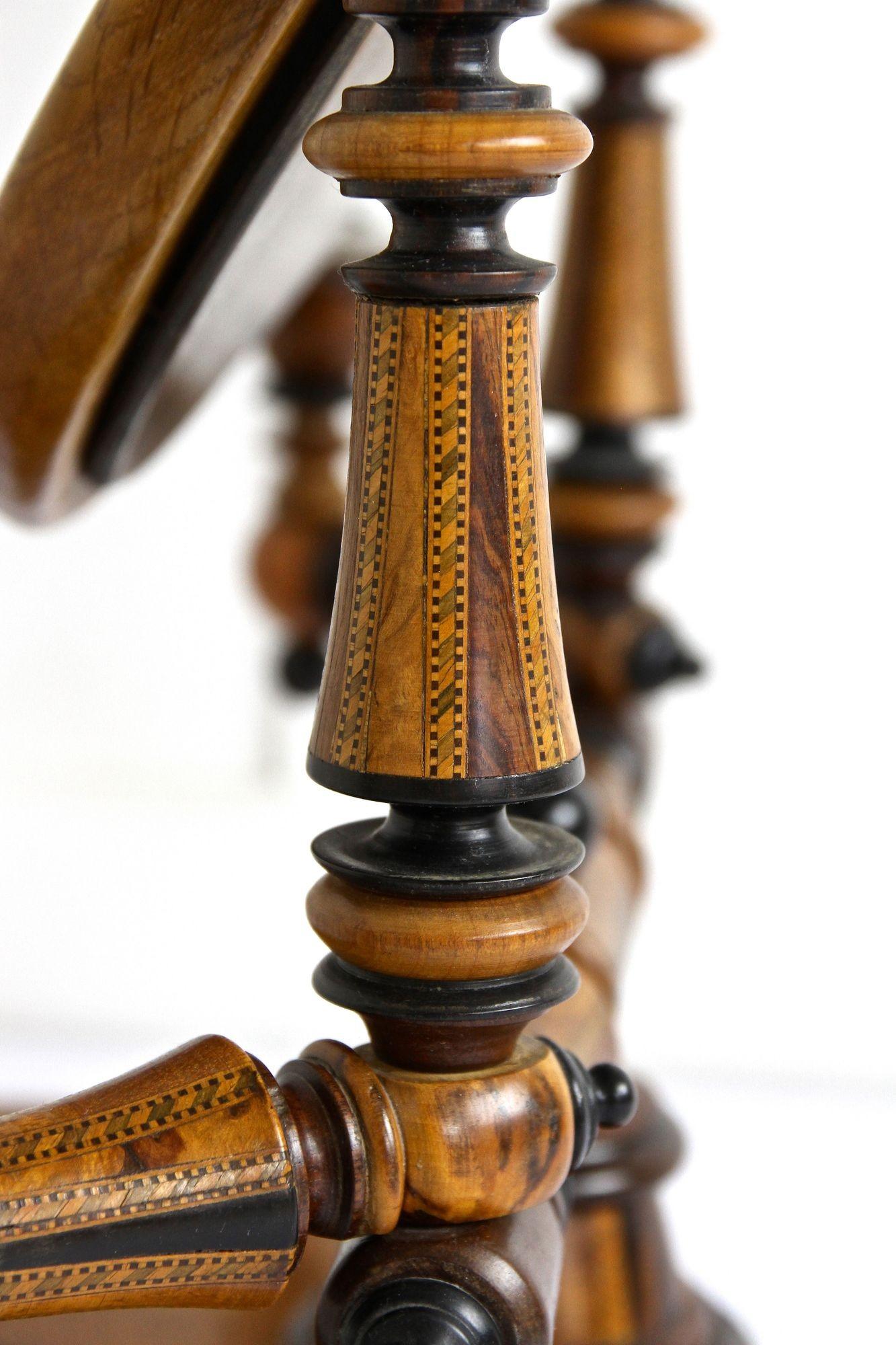 19th Century Oakwood Vanity Table With Candlesticks, Micro-Inlays, AT ca. 1890 For Sale 6