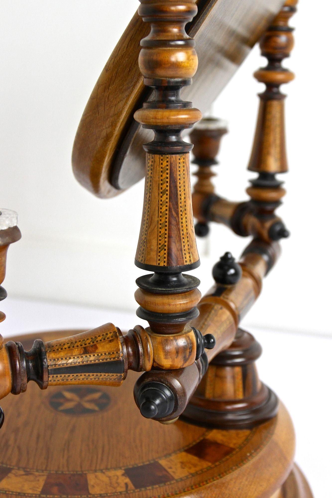 19th Century Oakwood Vanity Table With Candlesticks, Micro-Inlays, AT ca. 1890 For Sale 5