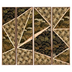 19th Century obi textile art " Pine forest ~ Longivety ~ " by ikasu Green Japan