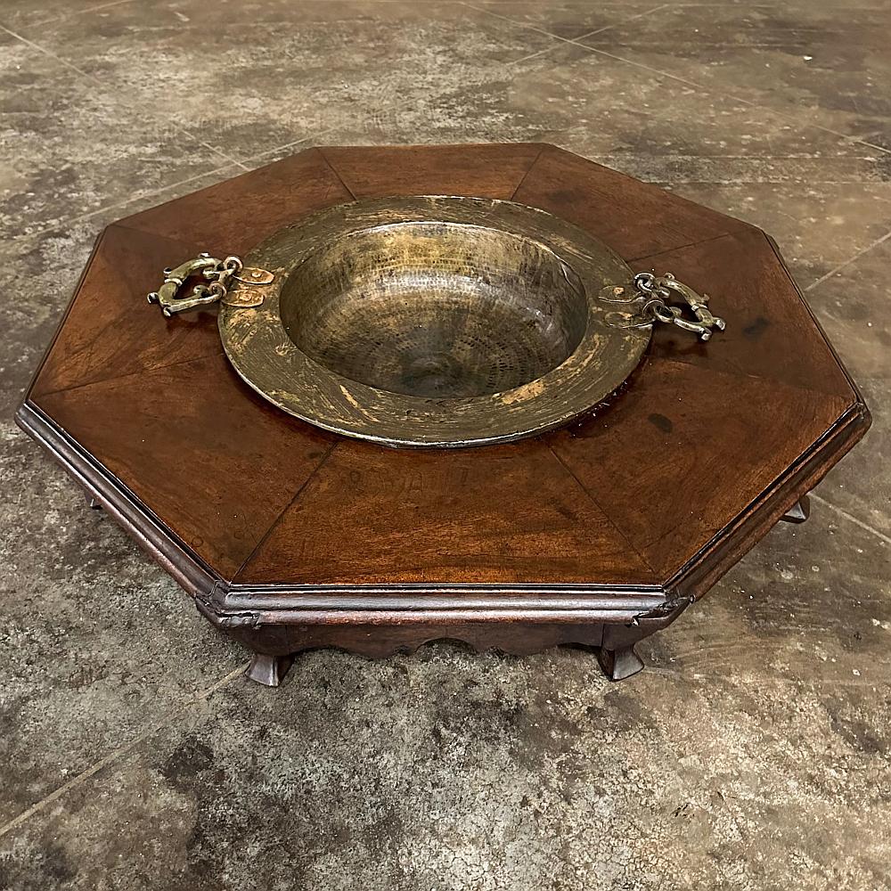 19th century Octagonal Dutch Brazier ~ Outdoor Cooker is a wonderful invention that allows one to use hot coals to warm up or Cook items outdoors while enjoying fresh air and sunshine, or the nighttime stars! The wooden hearth is eight sided, and