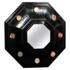 19th Century Octagonal Ebonized and Marble Medallion Mirror