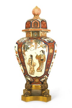 19th Century Octagonal Imari Porcelain Lidded Vase Mounted on a Bronze Dore Base