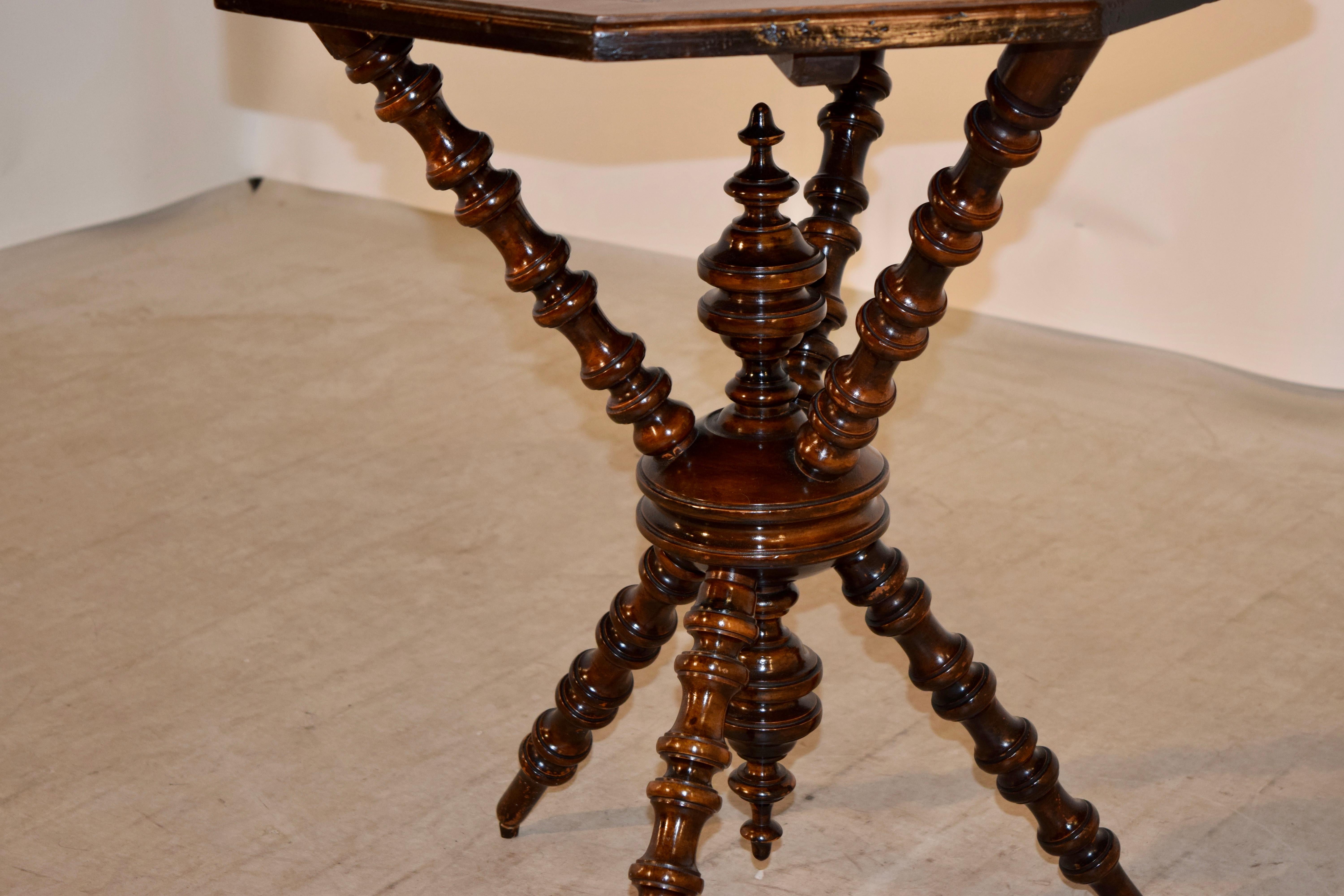 Turned 19th Century Octagonal Table