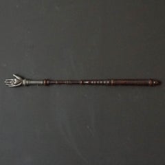 19th Century Odd Fellows or Oddfellows Tin Heart in Hand on Oak Stick or Staf