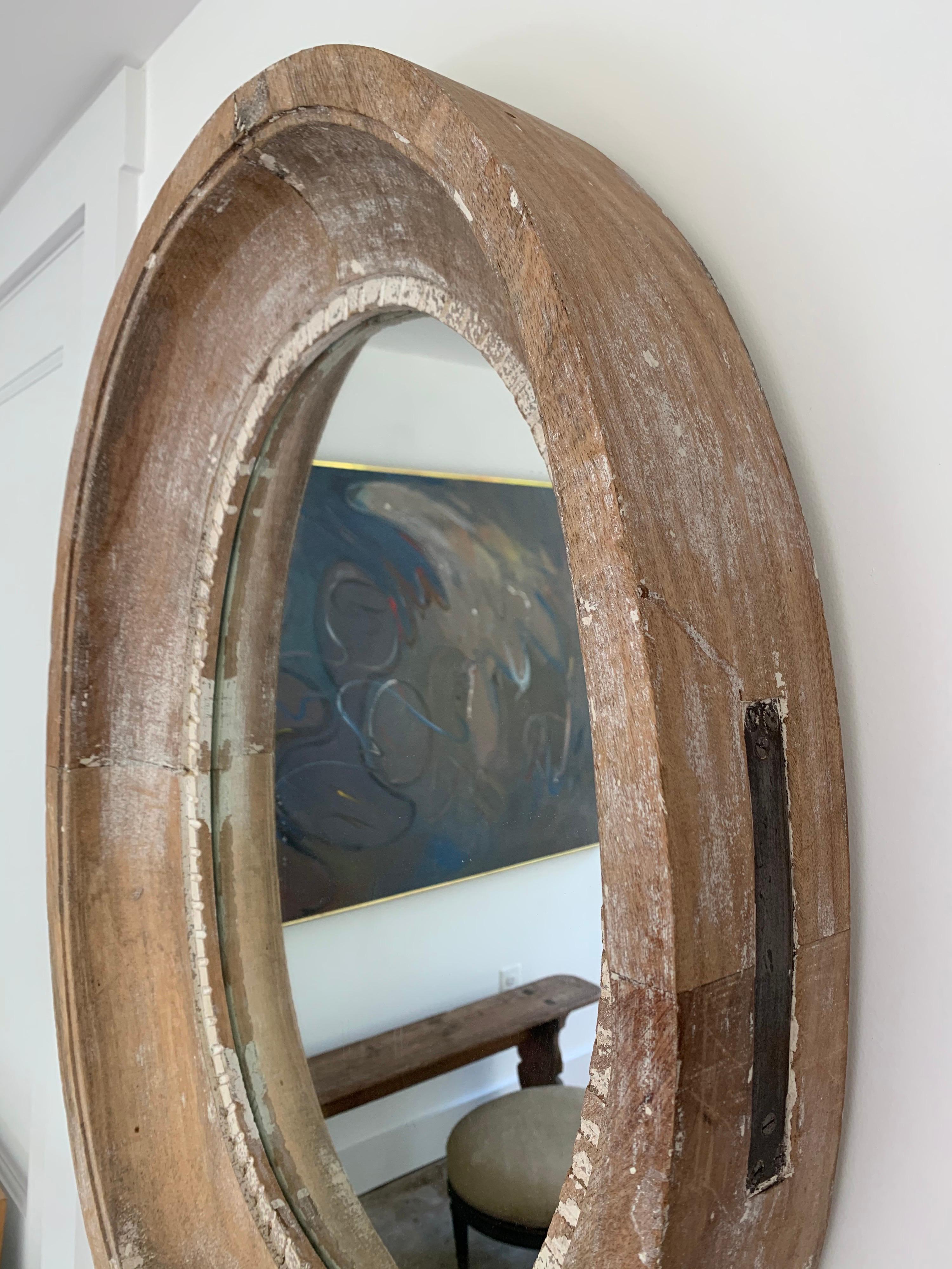 Hardwood 19th Century Oeil De Boeuf Mirror For Sale