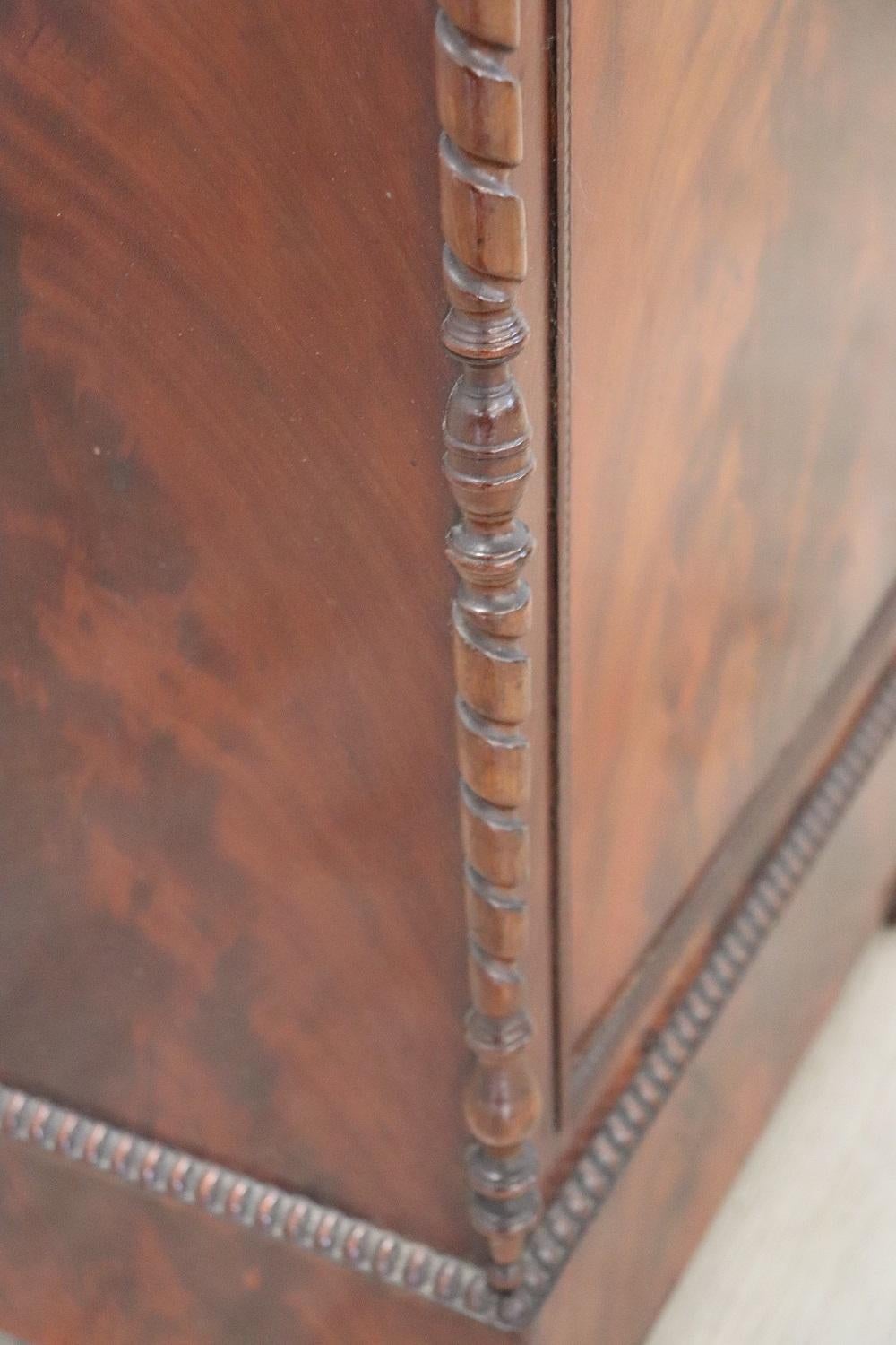 Walnut 19th Century of the Period Charles X Mahogany Antique Nightstand with Marble Top