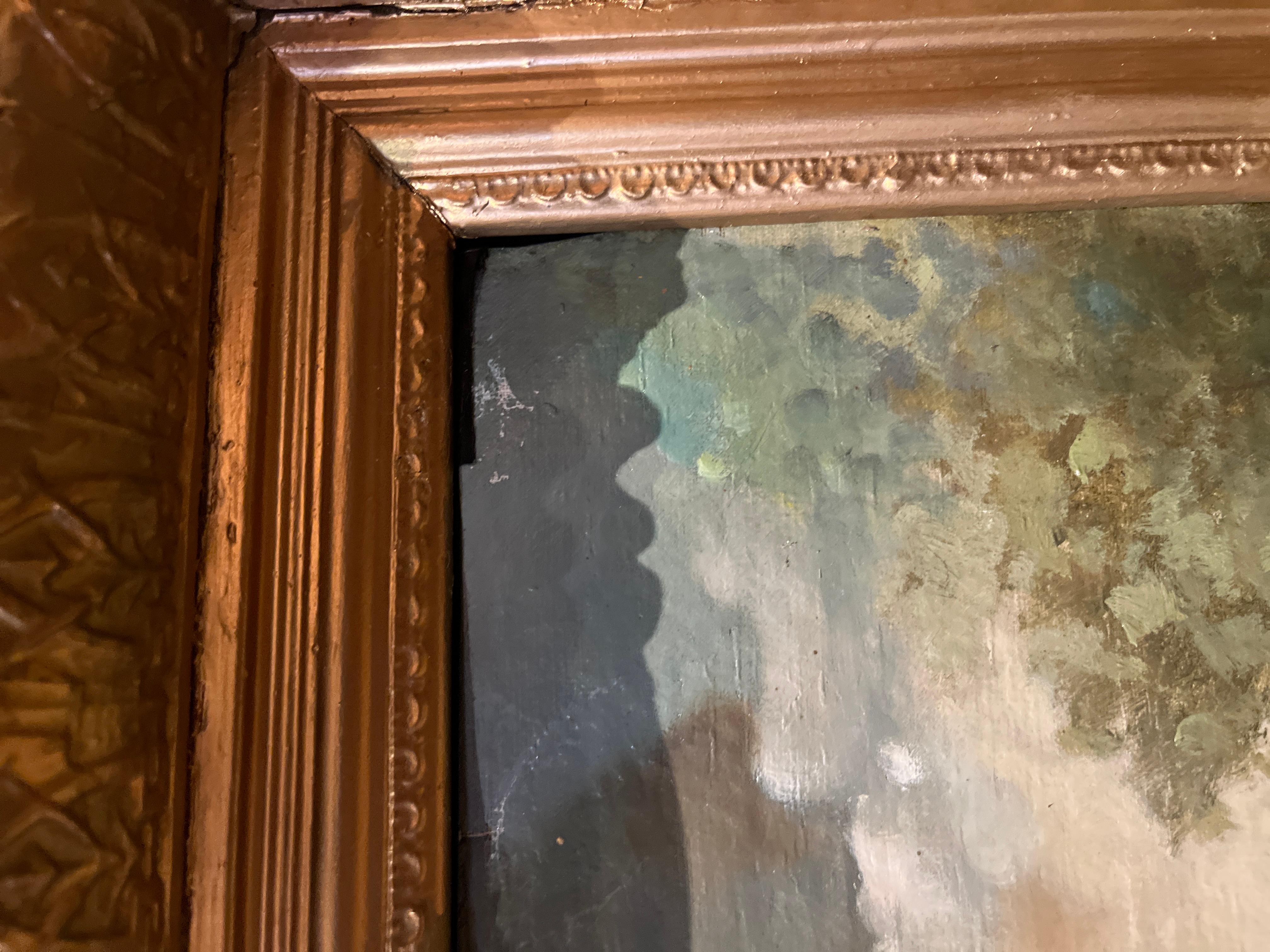 Óleo del siglo XIX Riviera francesa atribuido a Fausto Zonaro Francés en venta