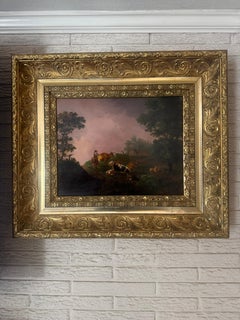 19th century oil landscape painting on board