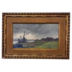 19th Century Oil on Board "A Break in the Clouds"