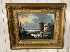 19th Century Oil on Board Castle Painting