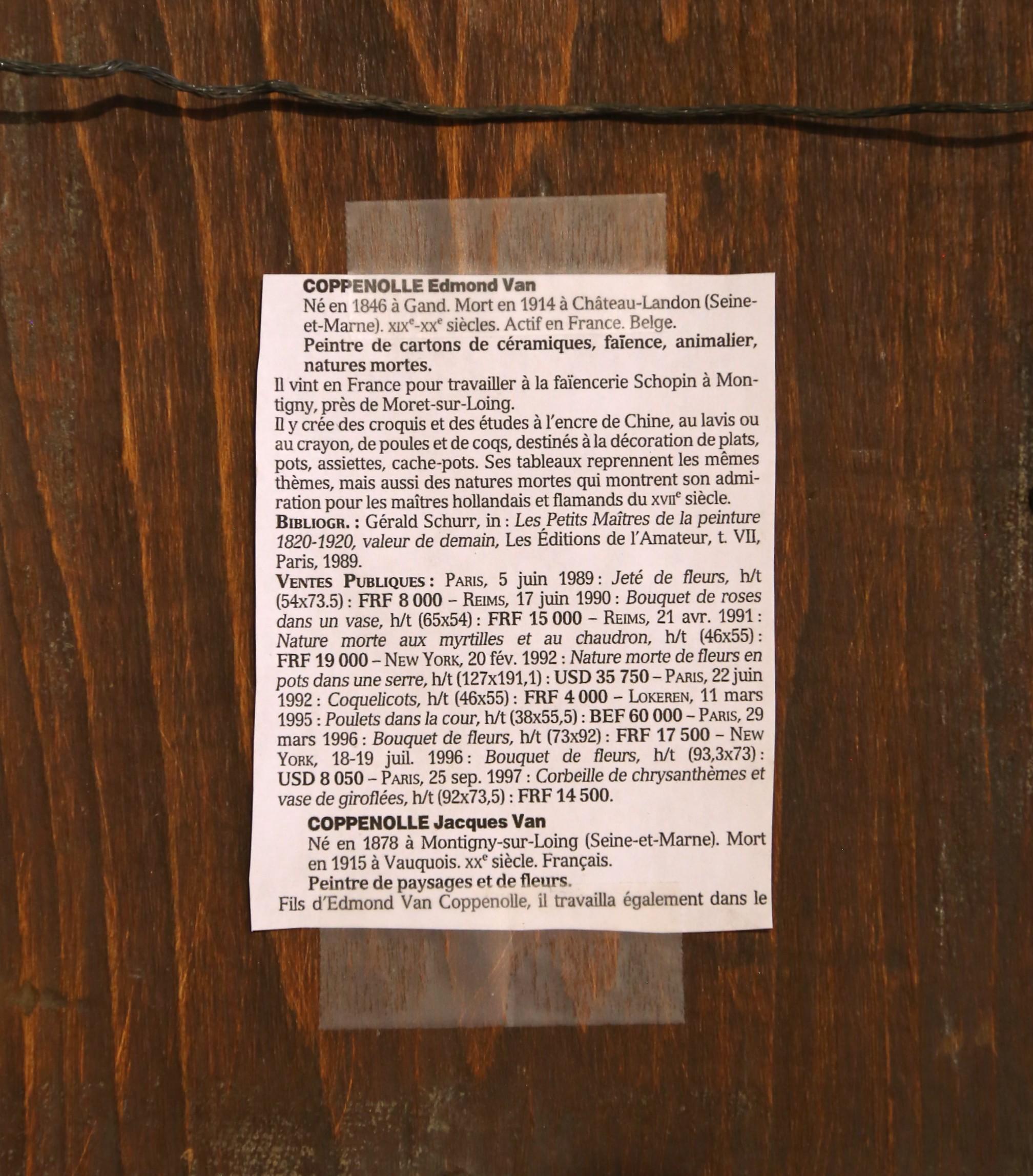 Peinture à l'huile sur panneau du 19ème siècle dans un cadre doré signé E. Coppenolle en vente 1