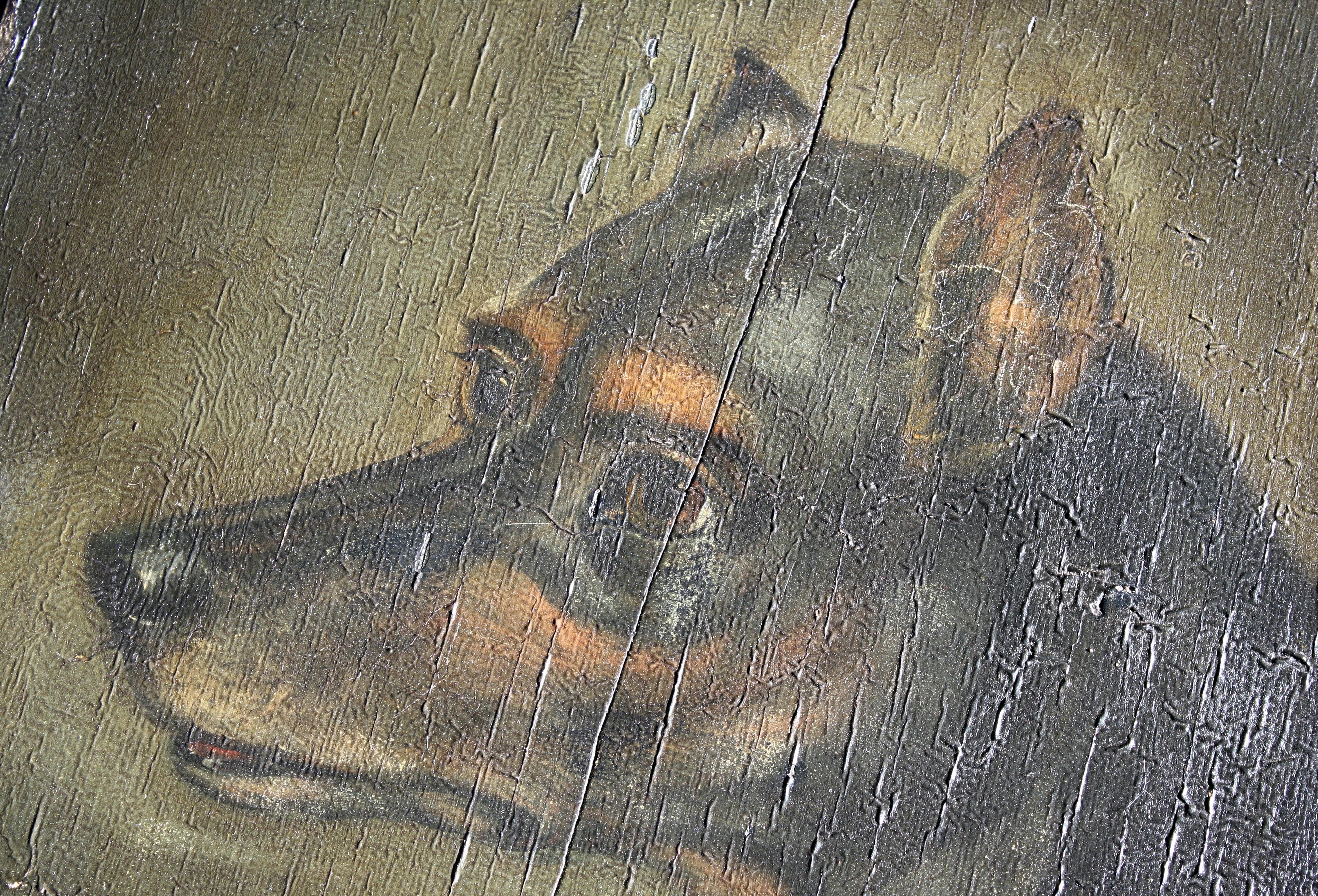 19th Century Oil on Board, English Toy Terrier Dog Folk Art 3