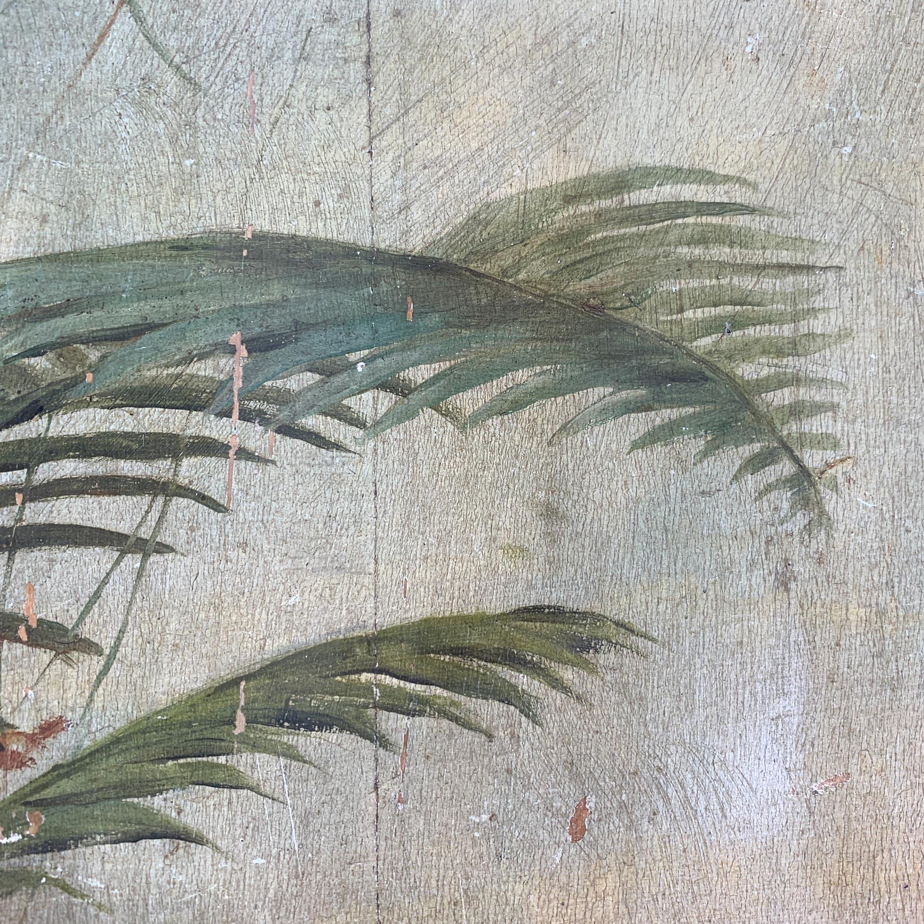 19th Century Oil on Board Flamingos in the Tropics For Sale 2