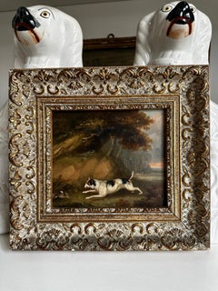 19th Century Oil on Board of Dog and Rabbit in the Manor of George Armfield