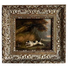 19th Century Oil on Board of Dog and Rabbit in the Manor of George Armfield