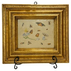 19th Century Oil on Board Painting Insect and Butterfly Study