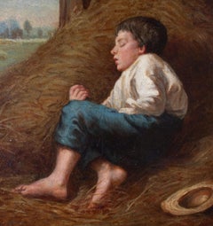 19th Century Oil on Board "Tired Out" by Howard Eaton Helmick