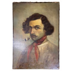Antique 19th Century Oil on Canvas, a Portrait of a Man