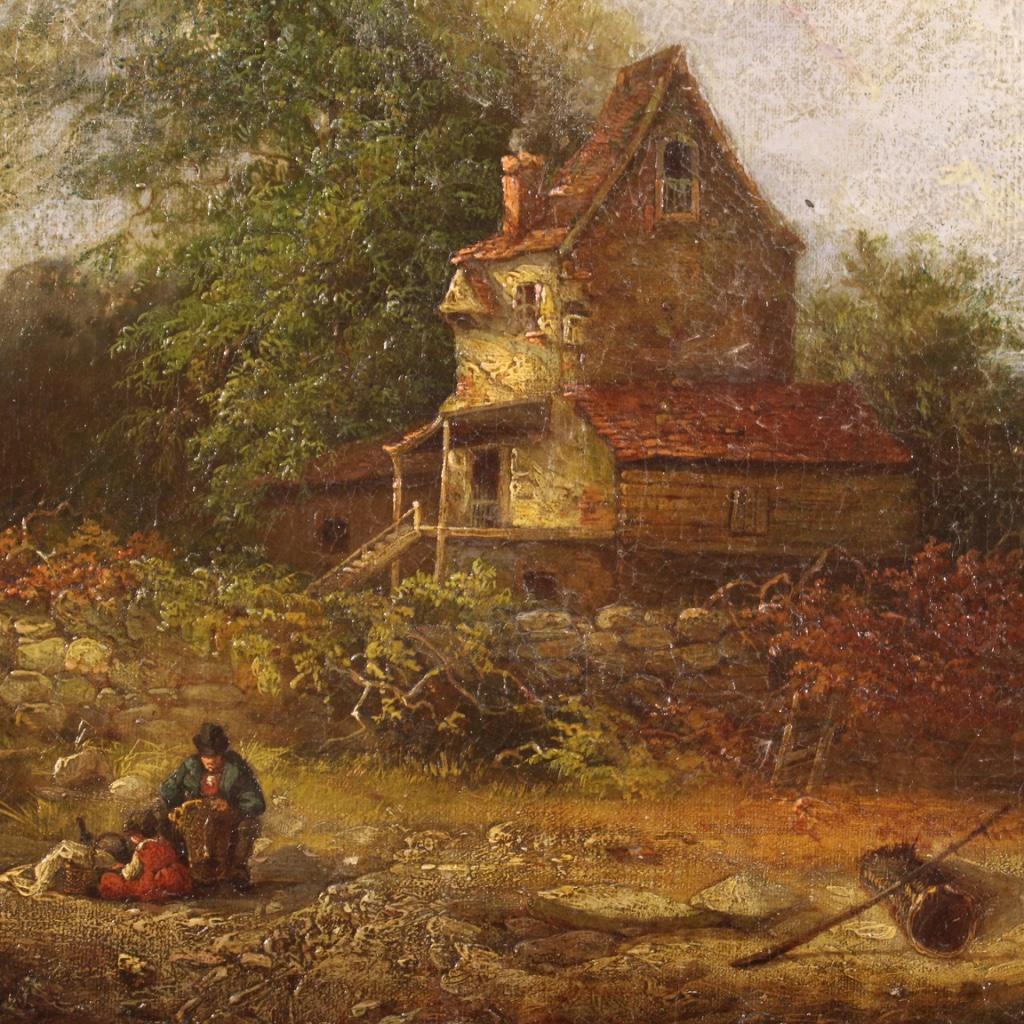 19th Century Oil on Canvas American Signed and Dated Landscape Painting, 1854 For Sale 5