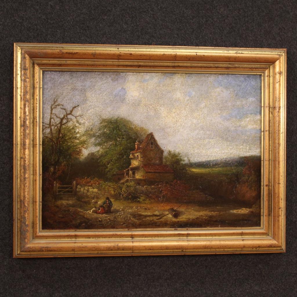19th Century Oil on Canvas American Signed and Dated Landscape Painting, 1854 For Sale 4