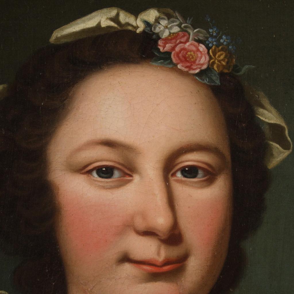 Portrait de femme autrichien ancien du 19ème siècle à l'huile sur toile, 1870 en vente 4