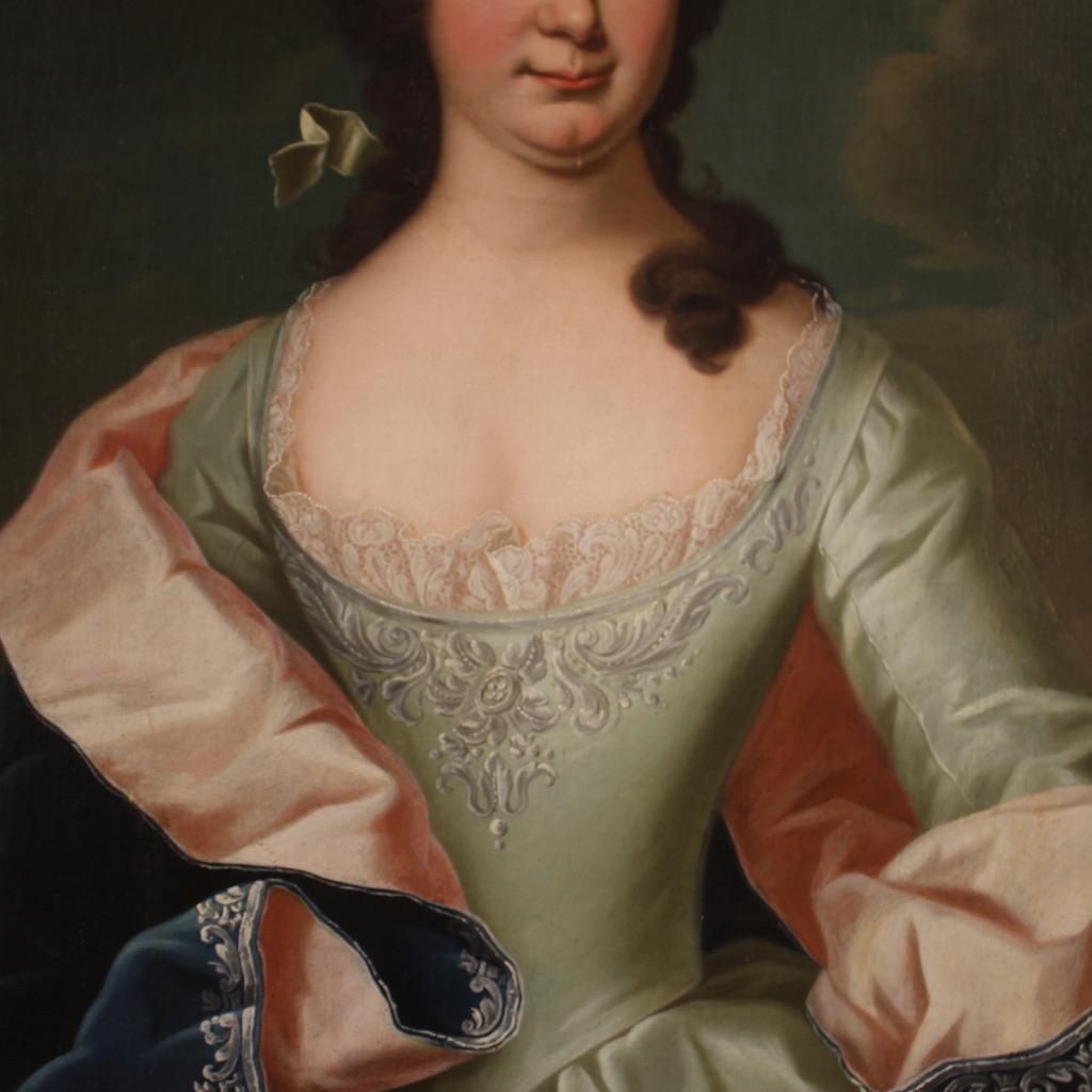 Portrait de femme autrichien ancien du 19ème siècle à l'huile sur toile, 1870 en vente 1