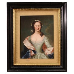 19th Century Oil on Canvas Antique Austrian Painting Lady Portrait, circa 1870