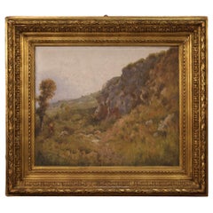 19th Century Oil on Canvas Antique French Signed Landscape Painting, 1870
