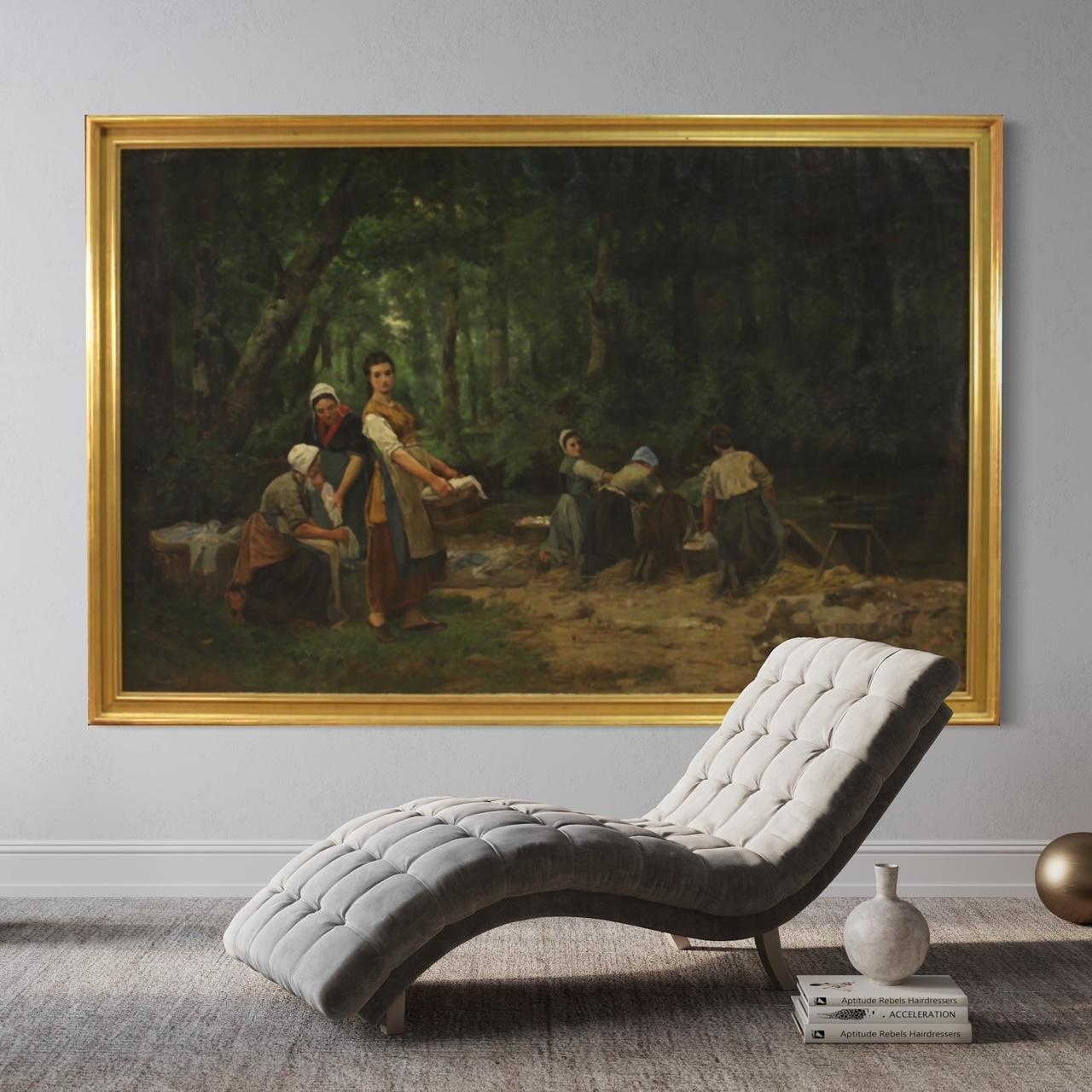Antikes französisches Gemälde des 19. Jahrhunderts, Öl auf Leinwand, signiert, populäres Thema, 1870 3