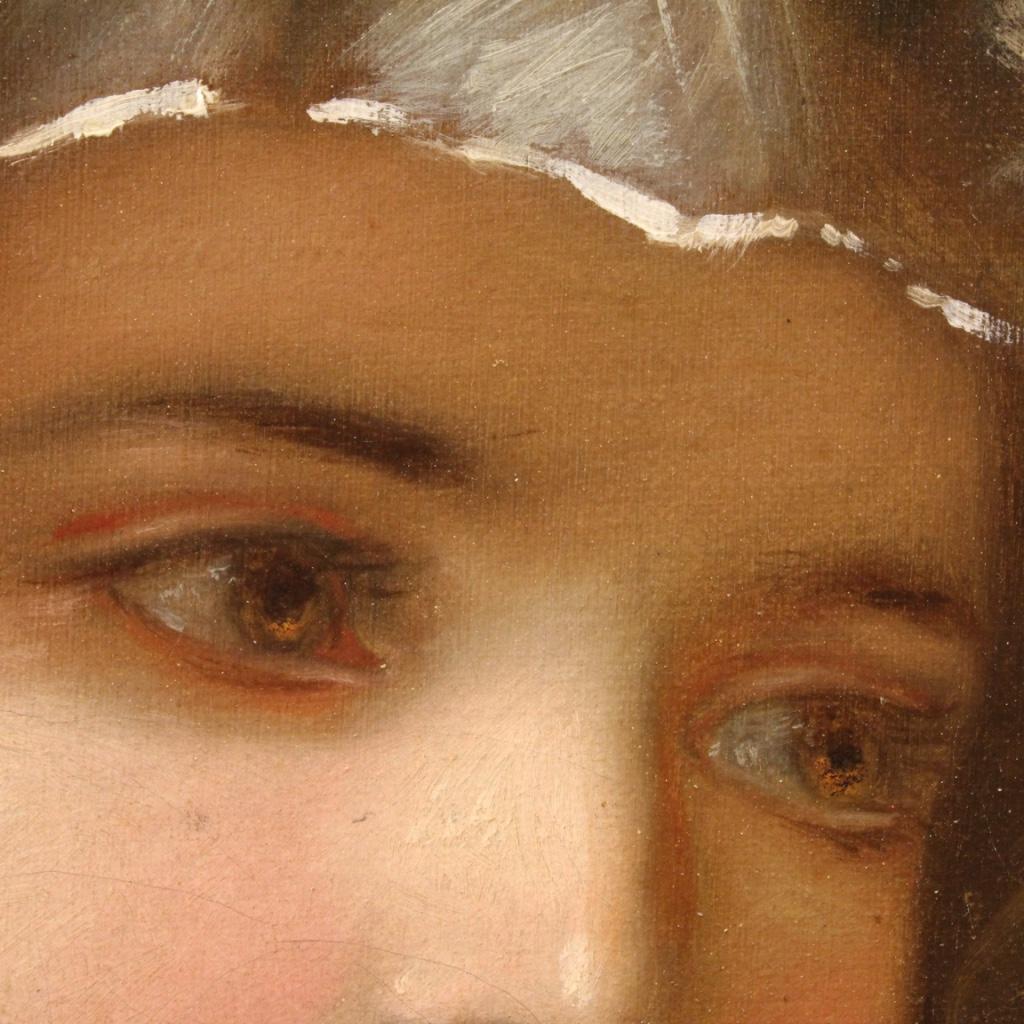 19th Century Oil on Canvas Antique German Female Portrait Painting, 1870 5