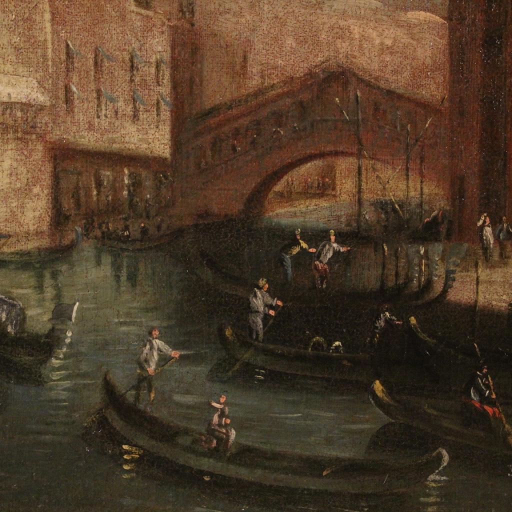 19th Century Oil on Canvas Antique Italian Painting Venice View, 1870 In Good Condition In Vicoforte, Piedmont