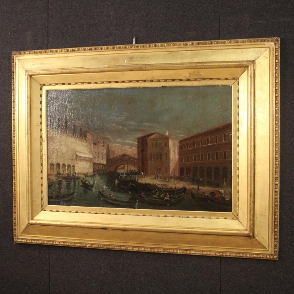 19th Century Oil on Canvas Antique Italian Painting Venice View, 1870 2