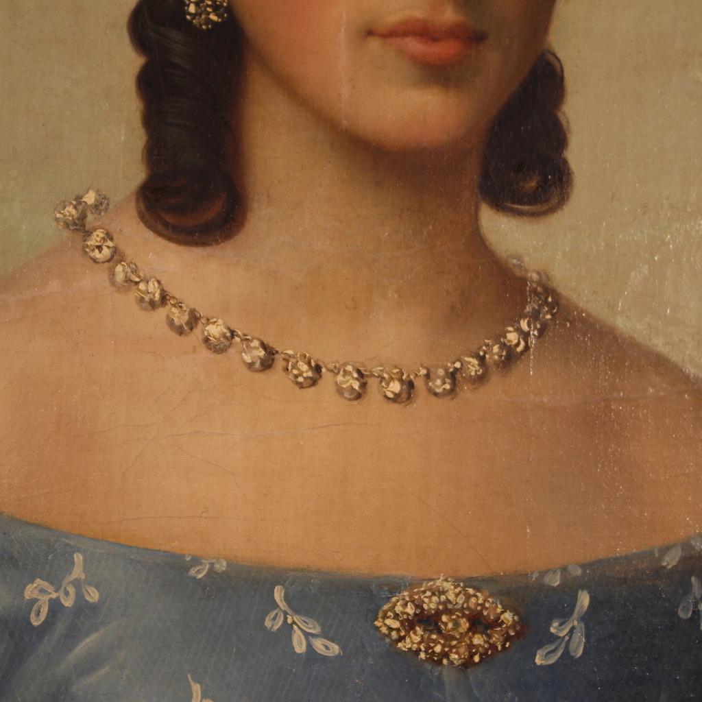 19th Century Oil On Canvas Antique Italian Portrait Painting, 1860 9