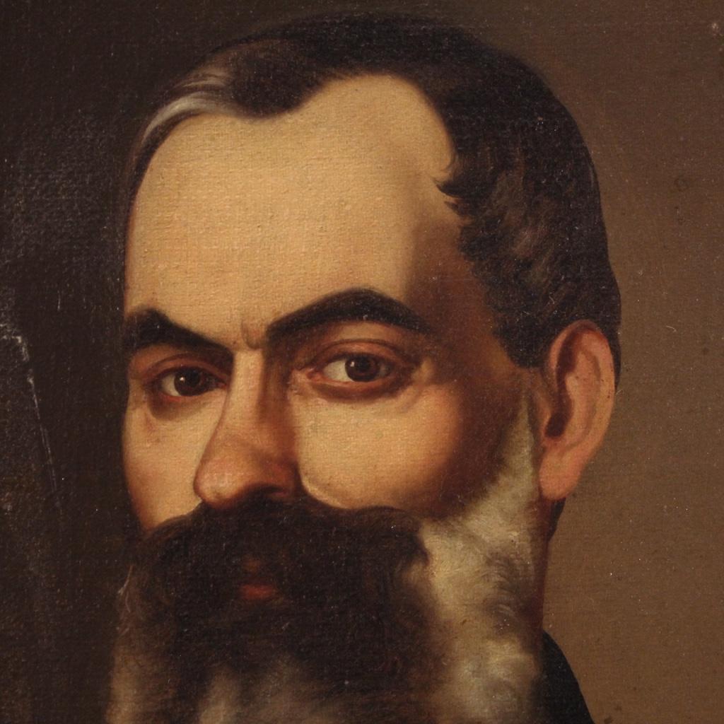 19th Century Oil on Canvas Antique Italian Portrait Painting, 1860 5