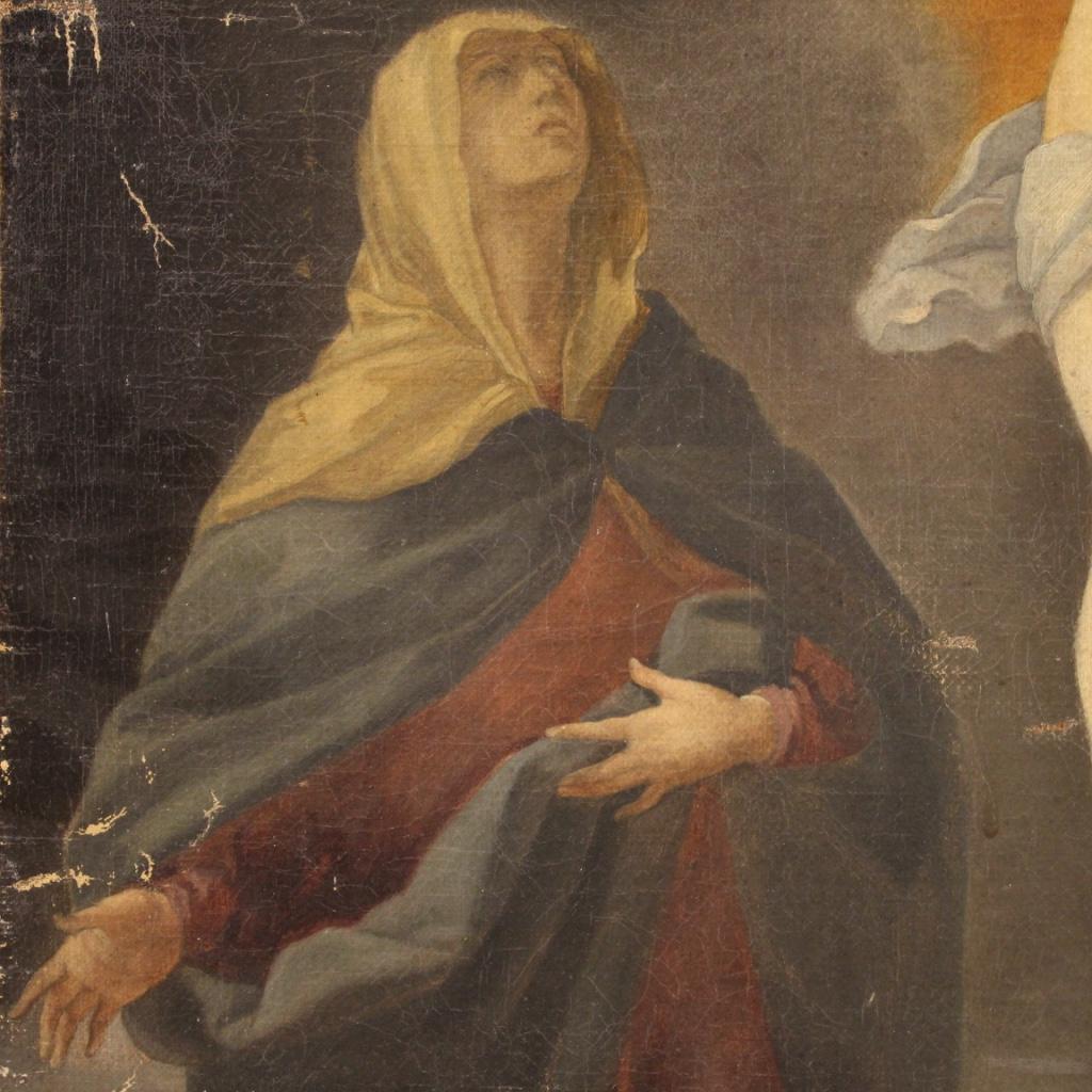 19th Century Oil on Canvas Antique Italian Religious Crucifixion Painting, 1860 7