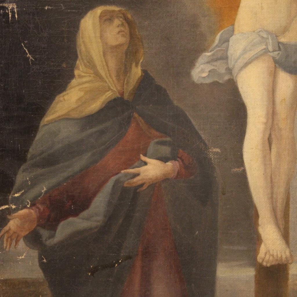 19th Century Oil on Canvas Antique Italian Religious Crucifixion Painting, 1860 1