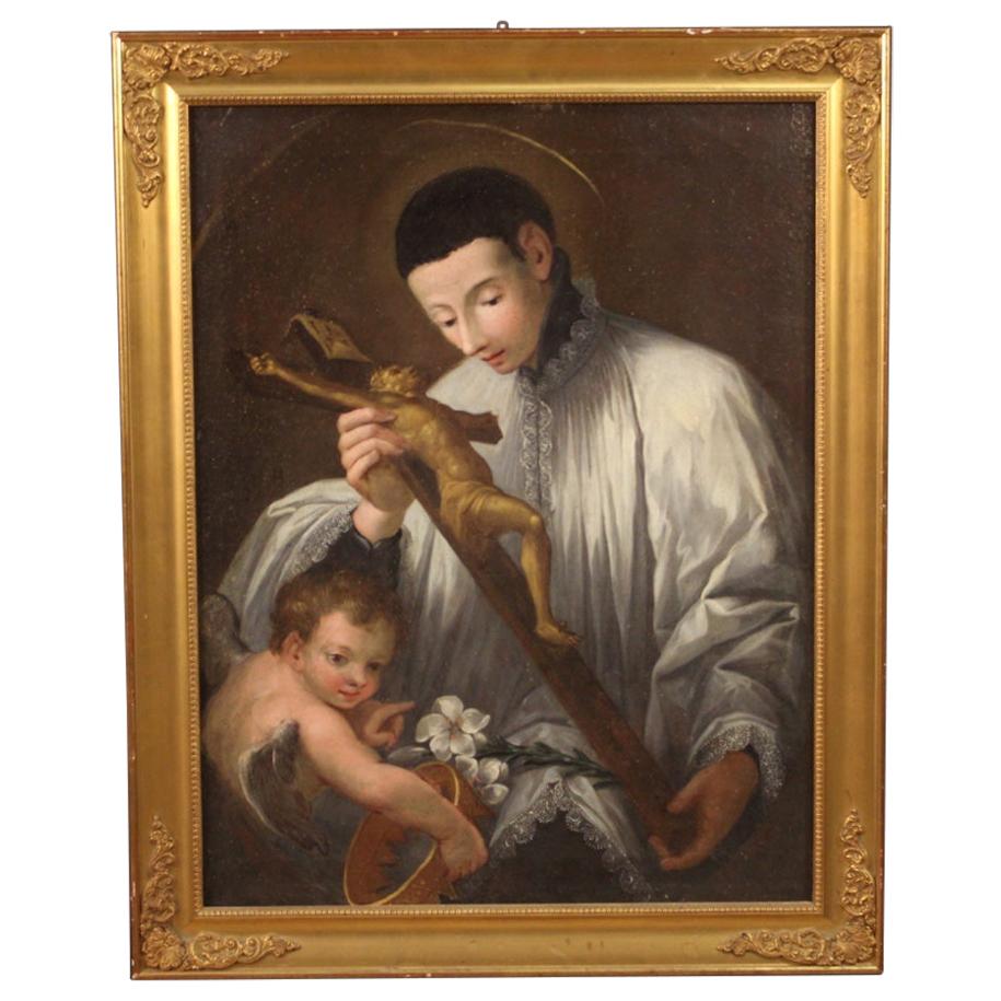 19th Century Oil on Canvas Antique Italian Religious Painting, 1830