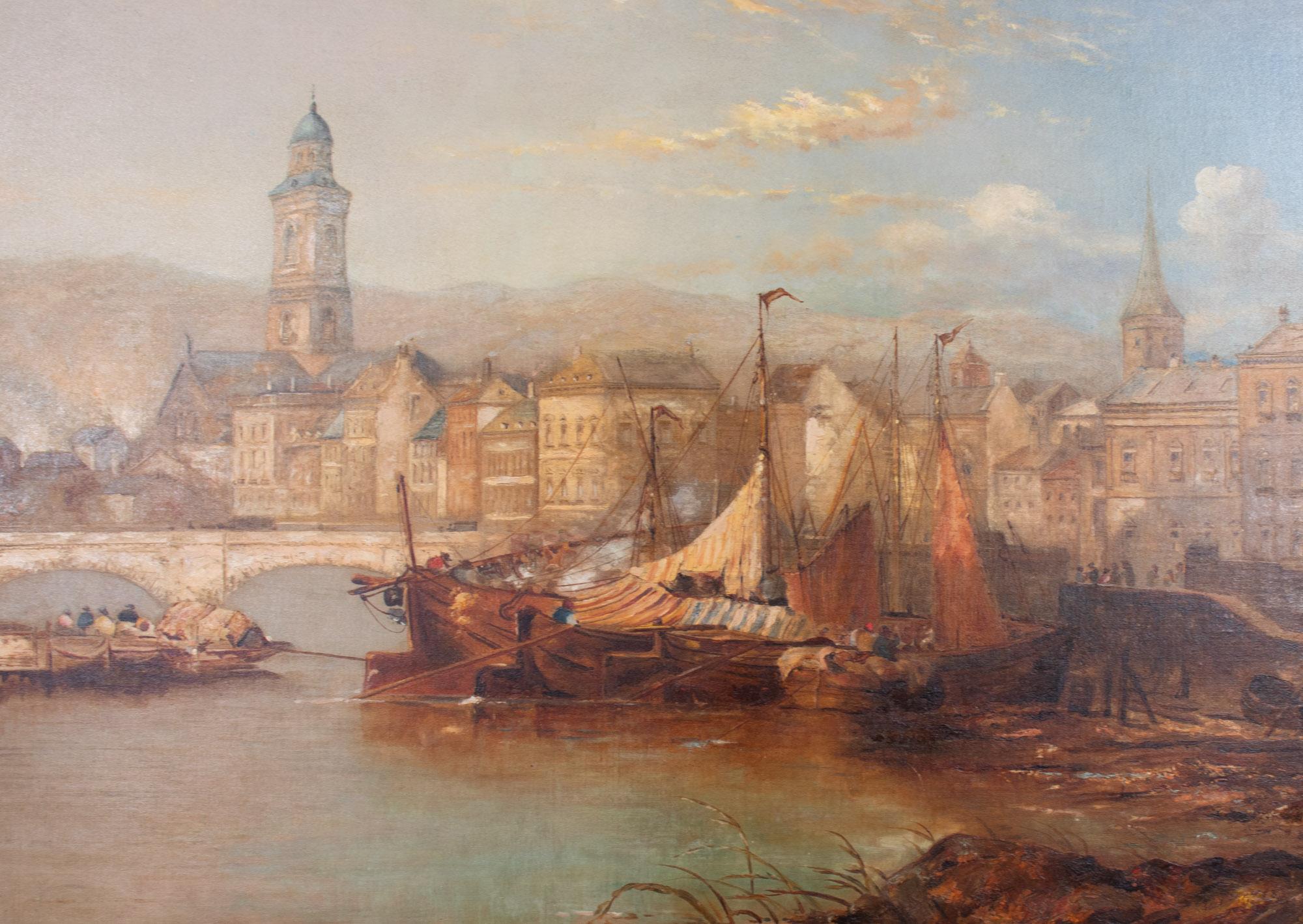 Peint à la main Huile sur toile du XIXe siècle Attribuée à James Webb de The Liege en vente