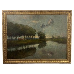 Huile sur toile du 19e siècle Paysage belge