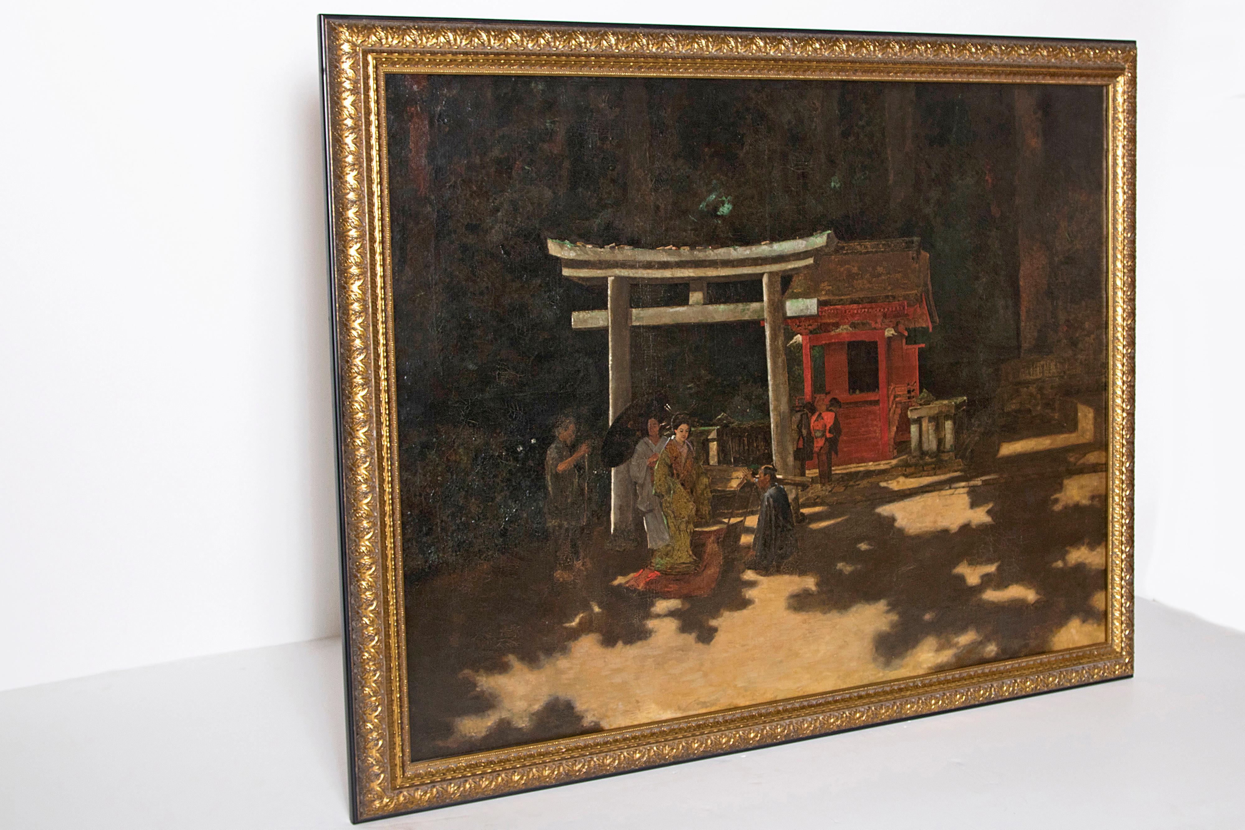 Japonisme 19th Century Oil on Canvas by Francis Heydhart,  