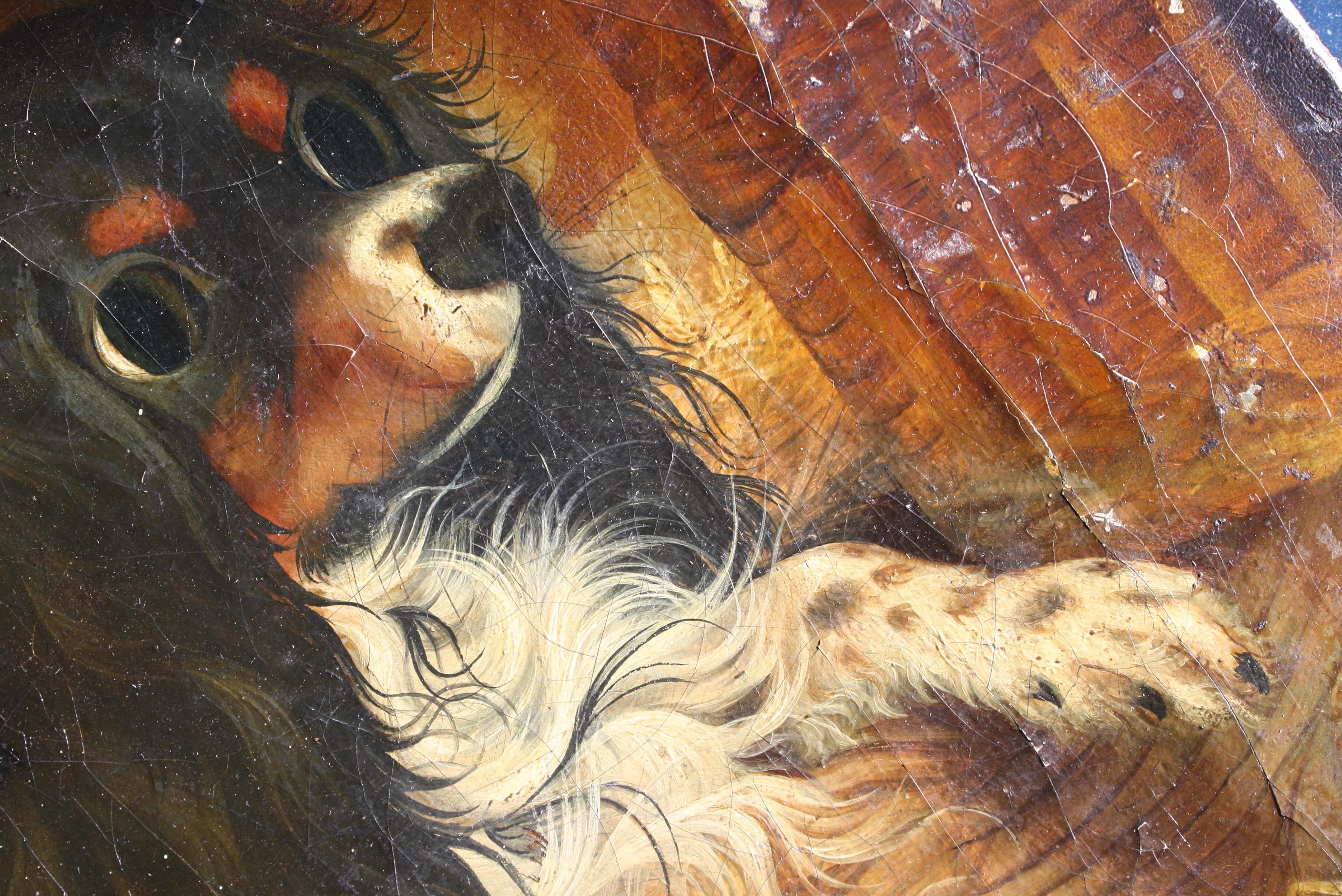 Huile sur toile du 19ème siècle - Portrait ancien de chien cavalier du roi Charles épagneul en vente 7