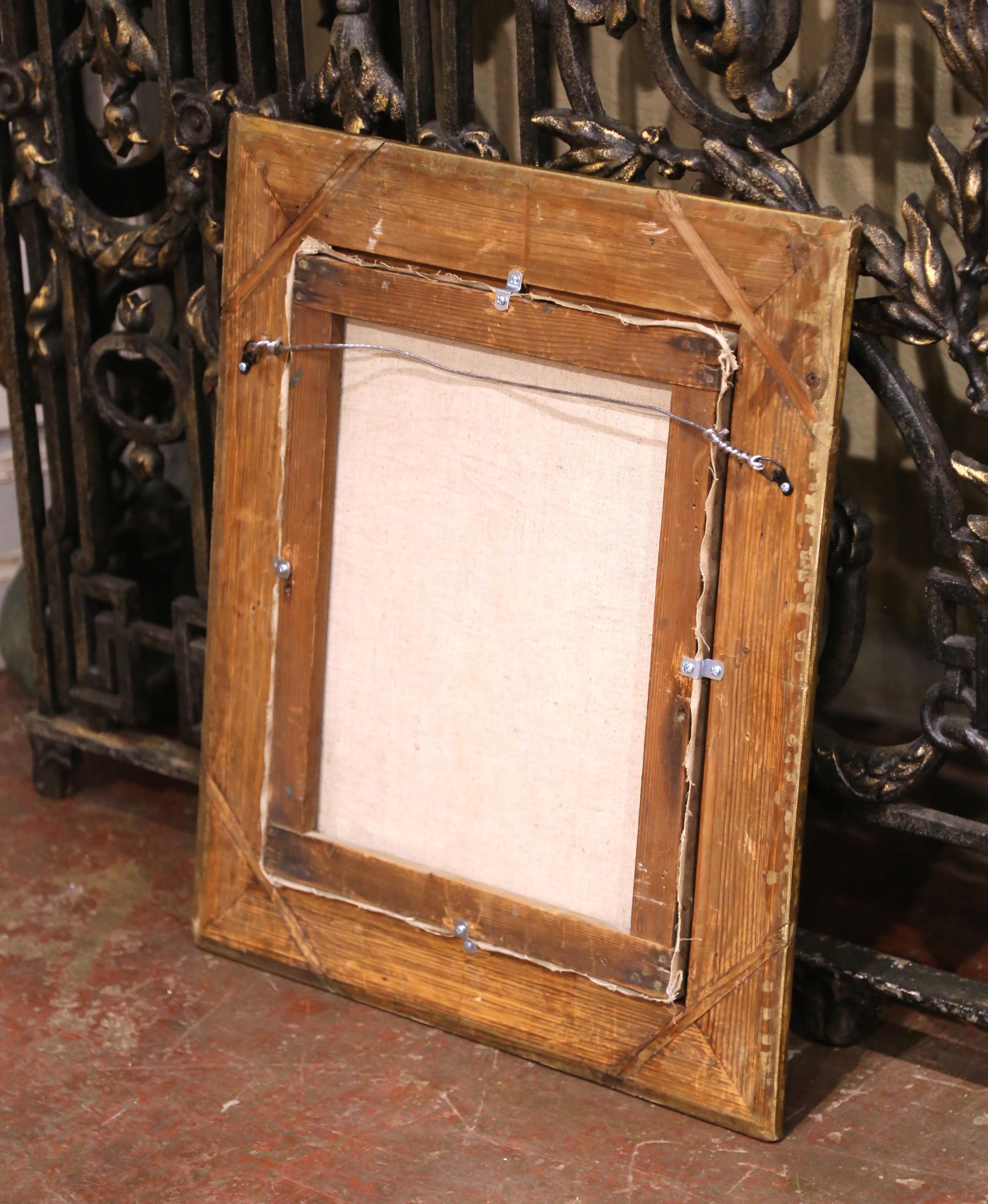 19th Century Oil on Canvas Chicken Painting in Gilt Frame Signed E. Coppenolle For Sale 4