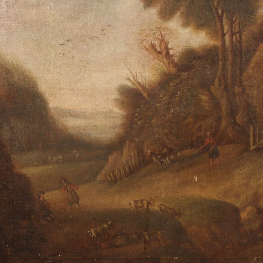 19. Jahrhundert Öl auf Leinwand Landschaft Flämisch Gemälde:: 1830 (Geölt)