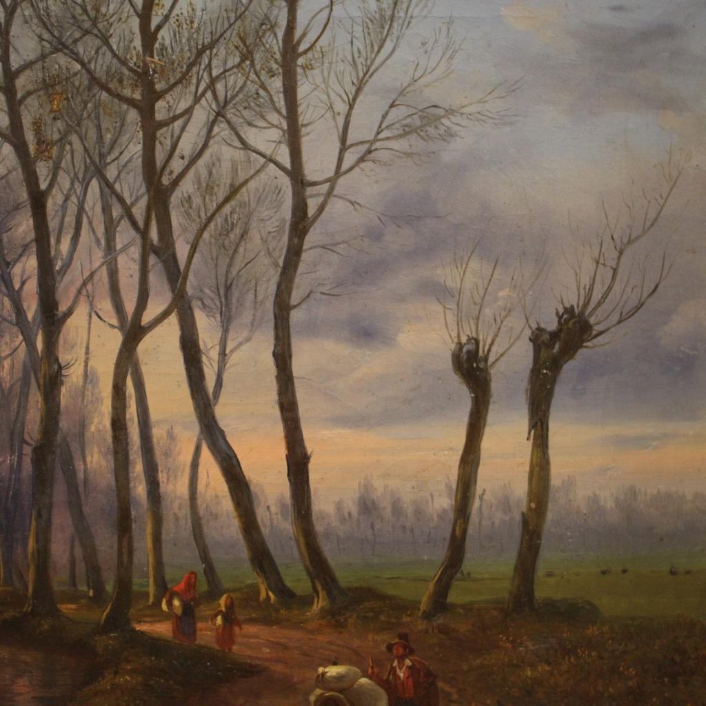 19th Century Oil on Canvas Countryside Landscape French Painting, 1870 For Sale 7