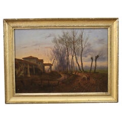 19th Century Oil on Canvas Countryside Landscape French Painting, 1870