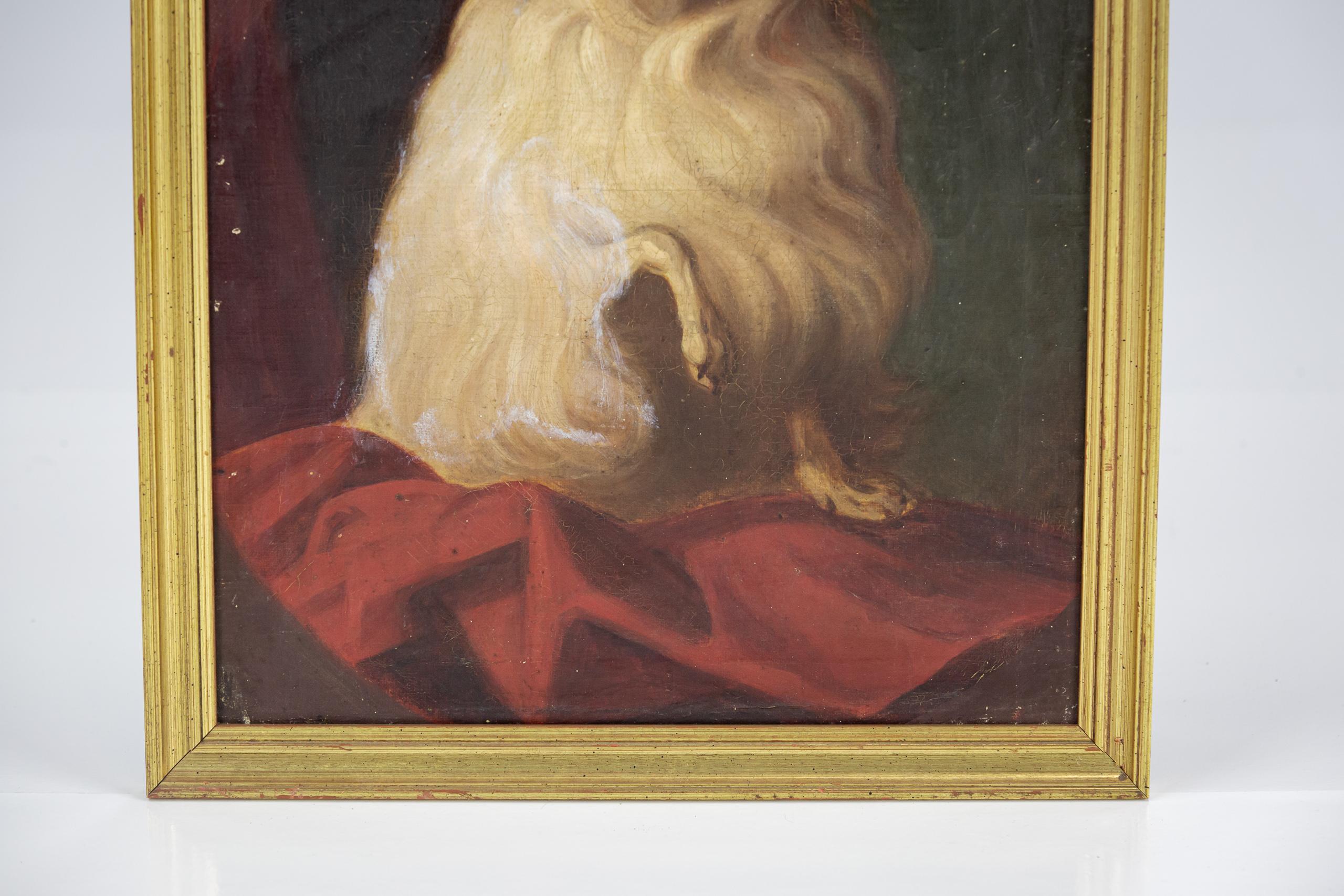 XIXe siècle Huile sur toile du 19e siècle Portrait de chien en vente
