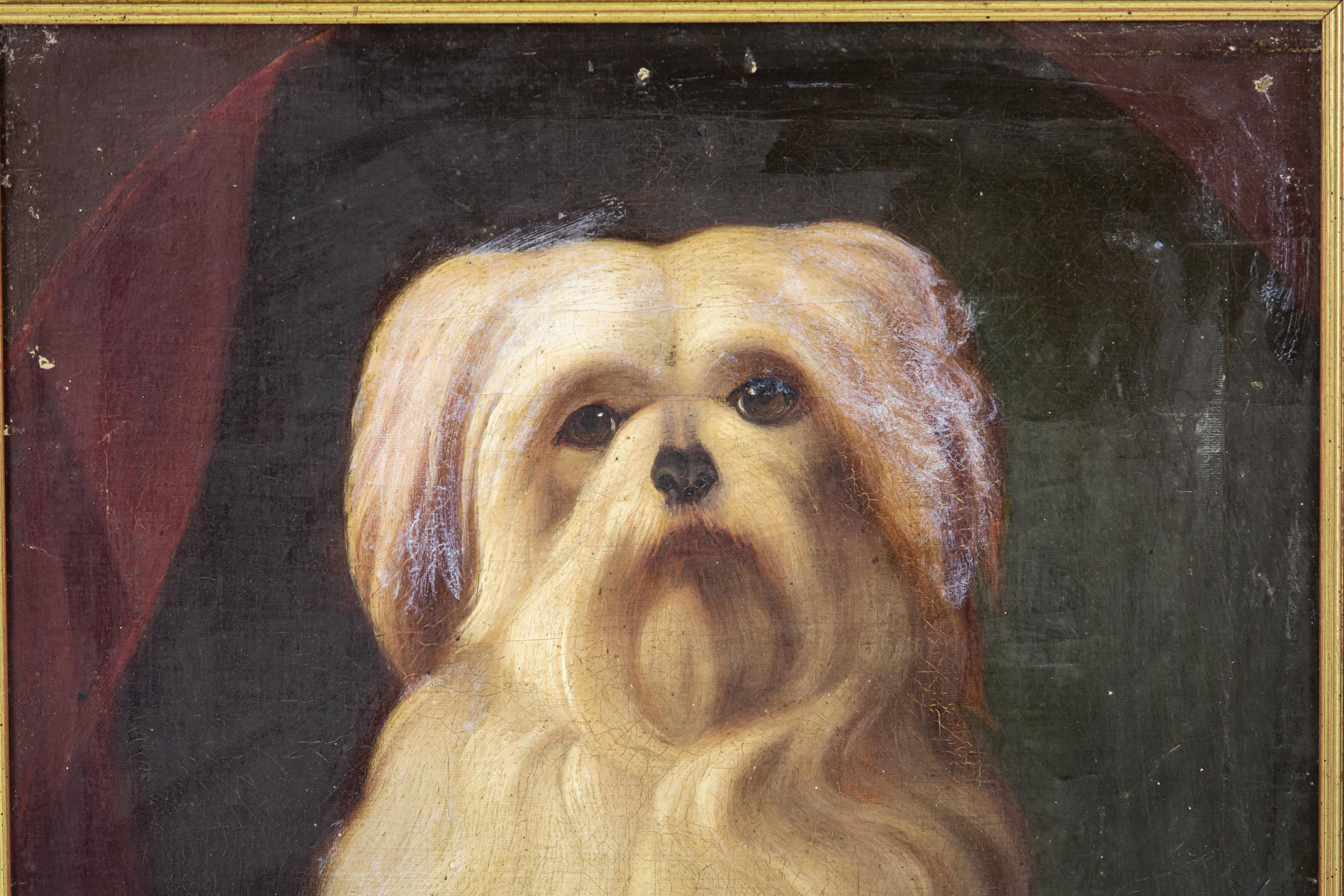 Huile sur toile du 19e siècle Portrait de chien en vente 2