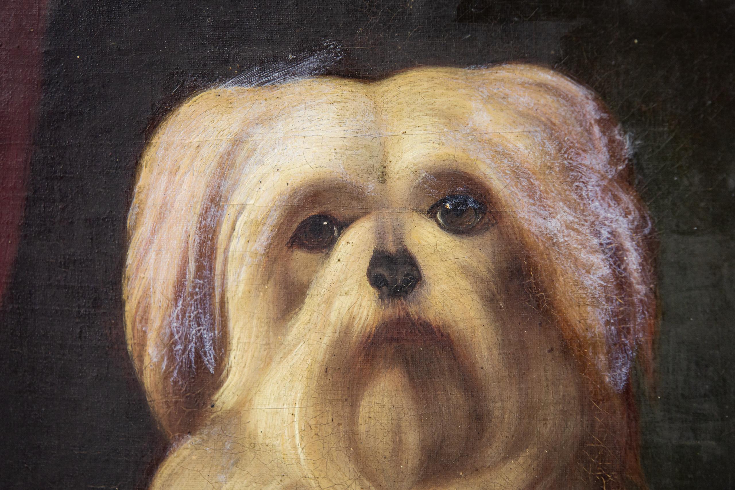 Huile sur toile du 19e siècle Portrait de chien en vente 3